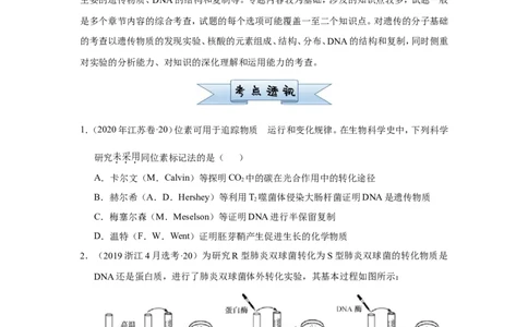原创（新高考）2021届小题必练12遗传物质的探索DNA的结构和复制学生版_新高考复习资料_2021年新高考资料_2021届（新高考）高考生物小题必练