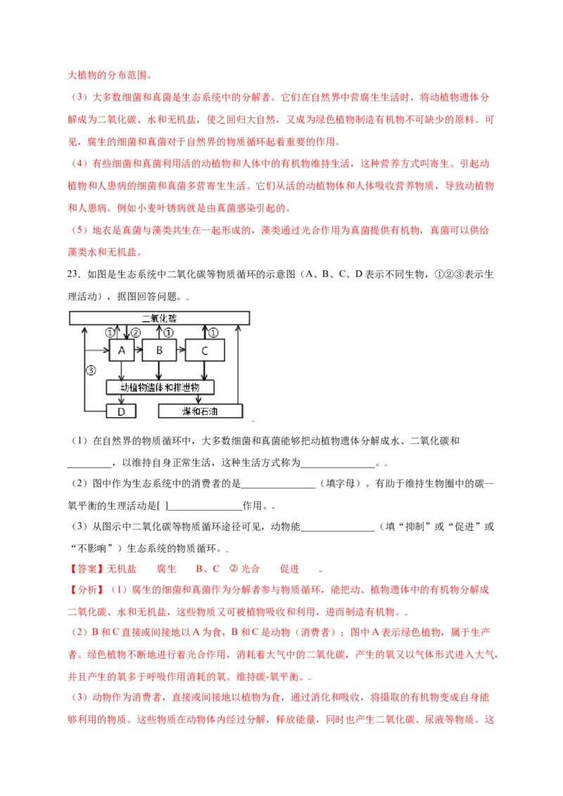 第五单元（第三章）动物在生物圈中的作用（选拔卷）-（人教版）（解析版）_初中全科电子版试卷练习试题_生物_生物8上练习_人教生物8年级上单元试卷48份