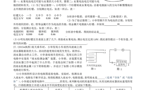 2015年全国中考物理试题-电压和电阻-汇编精选_初物_1初中物理