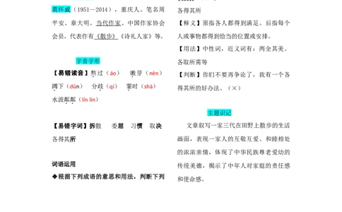 第二单元知识总结手册_初中全科电子版试卷练习试题_语文_7上初中部编版语文练习、试卷_部编语文七年级上知识总结（006份）