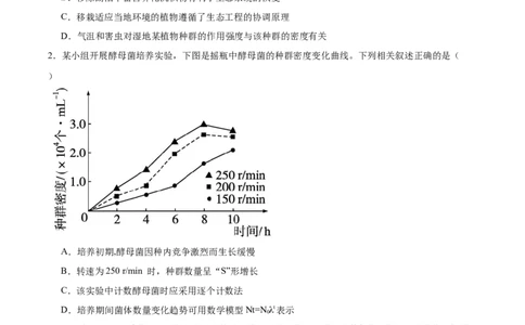 单元检测卷09生物与环境（原卷版）_2025年新高考资料_一轮复习_2025年高考生物一轮复习考点通关卷（新高考通用）