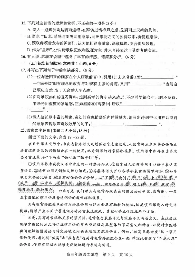 2026届武昌区高三元调语文试卷_2024-2026高三（6-6月题库）_2026年02月高三试卷_260201湖北省2026届武汉市武昌区元月高三期末考试（全科）
