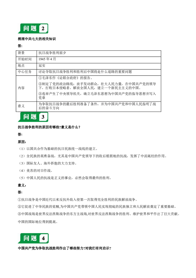 第六单元中华民族的抗日战争-必背问答题人教部编版八年级上册历史总复习_初中全科电子版试卷练习试题_历史_历史人教版8上试卷_部编人教版历史8年级上必备问答题08份