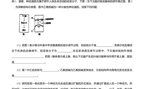 原创（新高考）2021届高三大题优练7神经调节、体液调节学生版_新高考复习资料_2021年新高考资料_2021届（新高考）大题优练-生物