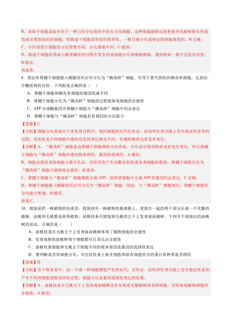 单元检测卷04细胞的生命历程（解析版）_新高考复习资料_2025年新高考资料_2025年高考生物一轮复习考点通关卷（新高考通用）