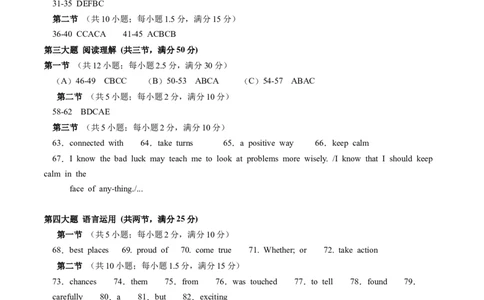 英语（贵州卷）（参考答案及评分标准）_初中全科电子版试卷练习试题_英语_2024中考模拟题英语(1)_二模_英语（贵州卷）-：2024年中考第二次模拟考试