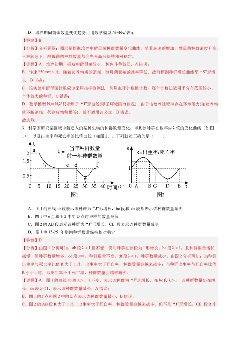 单元检测卷09生物与环境（解析版）_2025年新高考资料_一轮复习_2025年高考生物一轮复习考点通关卷（新高考通用）