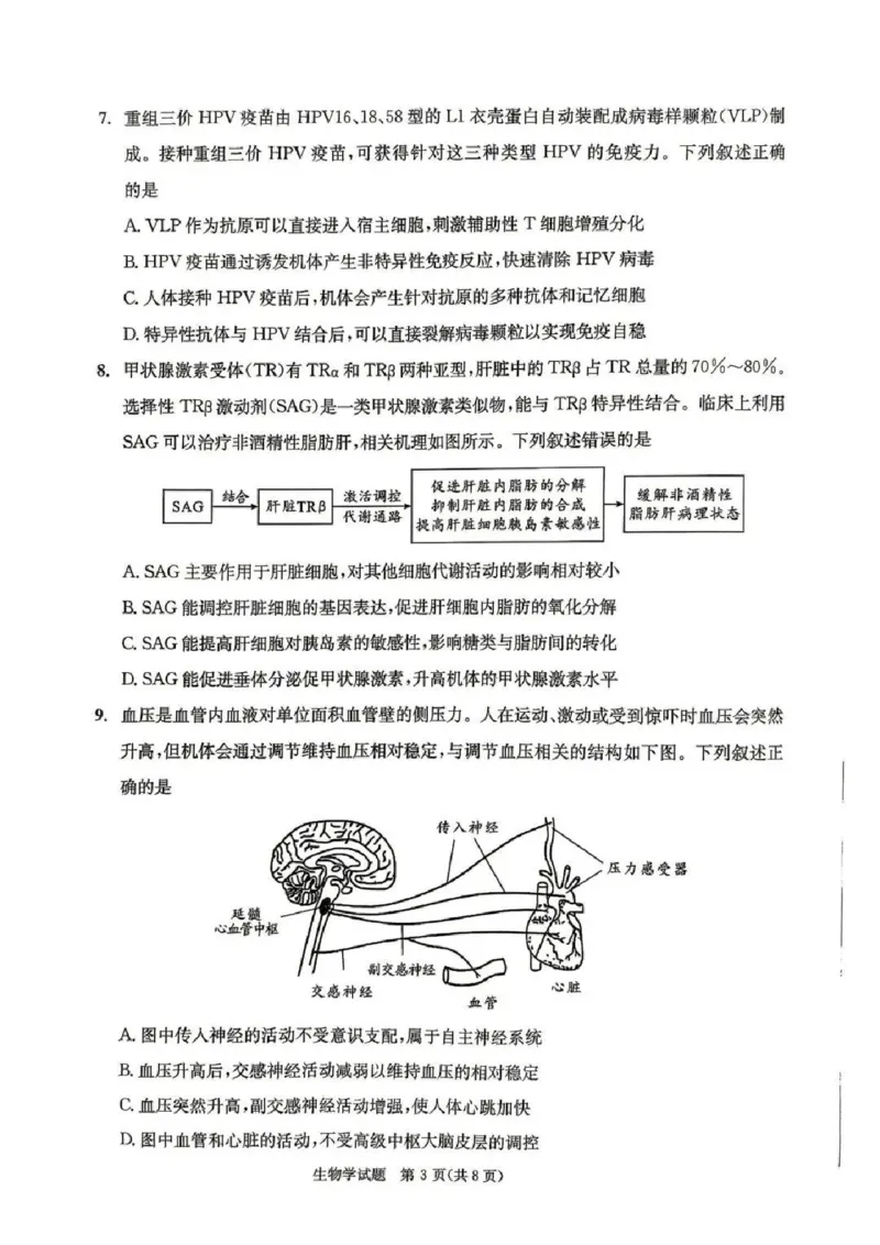 2023级高三下学期定时练习生物_2024-2026高三（6-6月题库）_2026年04月高三试卷_260430成都市2026年高三下学期4月定时练习（成都三诊）（全科）