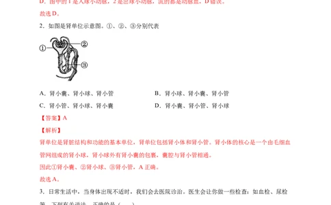 第五单元人体内废物的排出（提分小卷）-单元测试（人教版）（解析版）_初中全科电子版试卷练习试题_生物_生物人教版7下练习_人教生物7年级下单元试卷33份