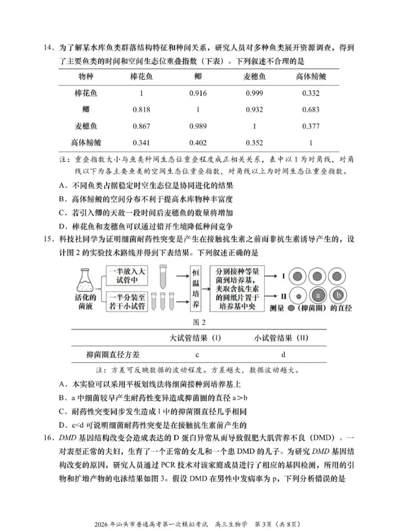 2026年汕头市普通高考第一次模拟考试生物_2024-2026高三（6-6月题库）_2026年03月高三试卷_260311广东省汕头市2026年普通高考第一次模拟考试（全科）