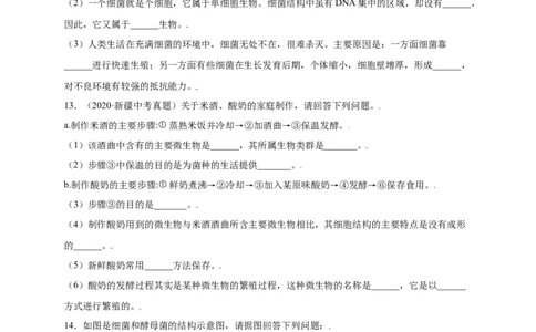 第五单元（第四章）细菌和真菌（提分小卷）-（人教版）（原卷版）_初中全科电子版试卷练习试题_生物_生物8上练习_人教生物8年级上单元试卷48份