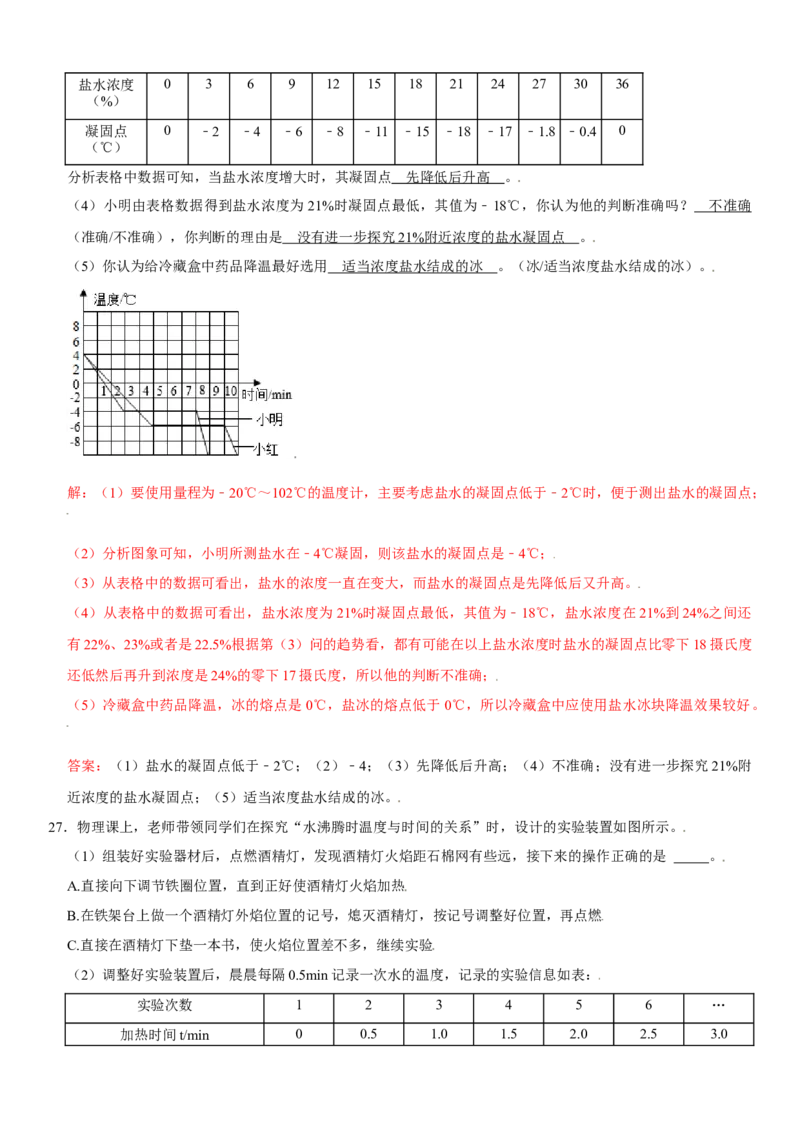 第三章物态变化（提分卷）（解析版）_初中全科电子版试卷练习试题_物理_8年级上册物理试题_人教版物理八年级上单元试卷（054份）_单元试卷第1套12份