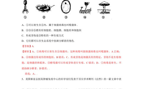 第五章病毒过关测试-（人教版）（解析版）_初中全科电子版试卷练习试题_生物_生物8上练习_人教生物8年级上单元试卷48份
