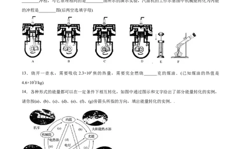 第十四章内能的利用章节提升检测&mdash;（原卷版）_初中全科电子版试卷练习试题_物理_9年级上下册物理试题_人教版物理九年级全一册单元试卷（027份）_单元试卷第2套17套