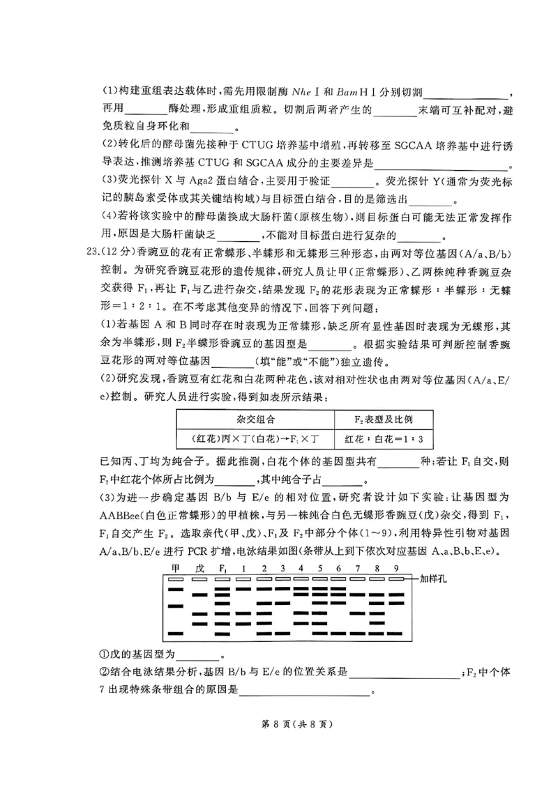 2026届百师联盟高三下学期开年考生物试题_2024-2026高三（6-6月题库）_2026年03月高三试卷_2603062026届百师联盟高三下学期开年考