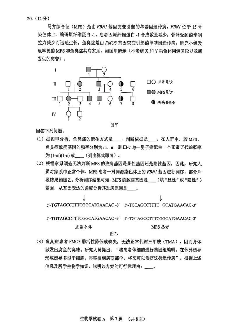 2026年广州市普通高中毕业班综合测试（一）生物试题_2024-2026高三（6-6月题库）_2026年03月高三试卷_260320广州一模｜2026年广州市普通高中毕业班综合测试（一）（全科）