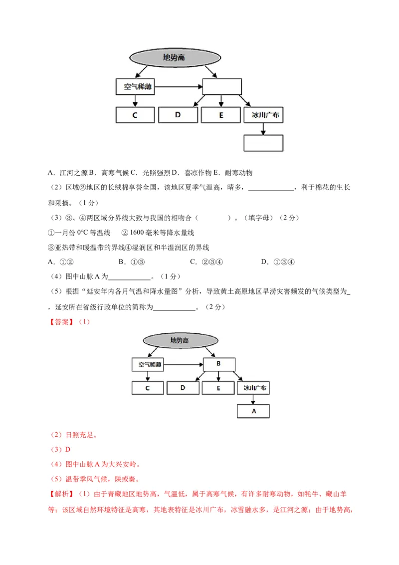 第五章中国的地理差异（选拔卷）-单元测试2021-2022学年八年级地理下册尖子生选拔卷（人教版）（解析版）_初中全科电子版试卷练习试题_地理_人教地理8下试题试卷_第2套单元测试