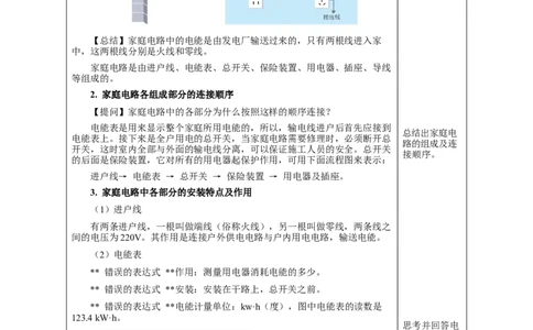 19.1家庭电路（教学设计）-（人教版）_初物_八年级上下册+九年级全一册物理_九年级物理全一册_教学设计