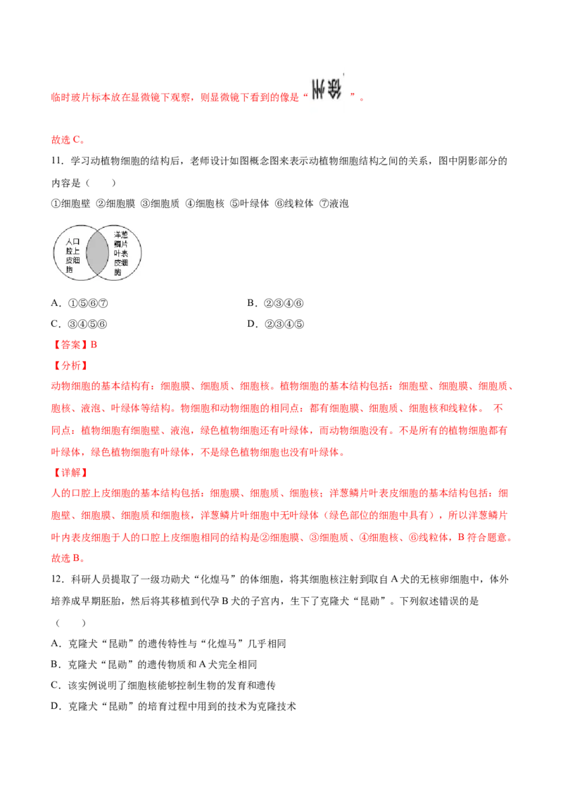 题型05（情景化试题）-（人教版）（解析版）_初中全科电子版试卷练习试题_生物_生物人教版7上练习&mdash;24新版已更新_人教生物7年级上专项练习28份
