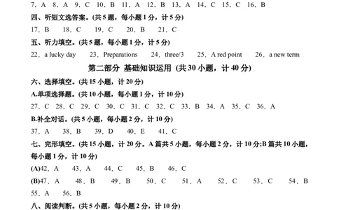 英语（四川成都卷）（参考答案及评比标准）_初中全科电子版试卷练习试题_英语_2024中考模拟题英语(1)_三模（36套）_英语（四川成都卷，含听力MP3）