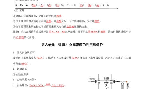 第八单元金属和金属材料（人教版）（记忆版）_初中全科电子版试卷练习试题_化学_9年级上下册化学试题_9年级下试题_人教化学九年级下知识总结（005份）