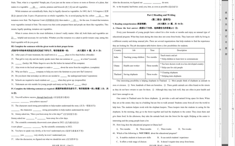 英语（上海卷）（考试版）A3版_初中全科电子版试卷练习试题_英语_2024中考模拟题英语(1)_二模_英语（上海卷）-：2024年中考第二次模拟考试