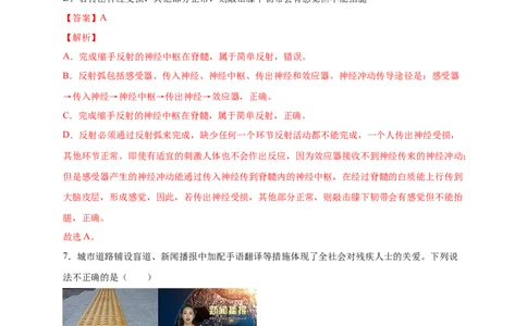 第六单元人体生命活动的调节（提分小卷）-单元测试（人教版）（解析版）_初中全科电子版试卷练习试题_生物_生物人教版7下练习_人教生物7年级下单元试卷33份