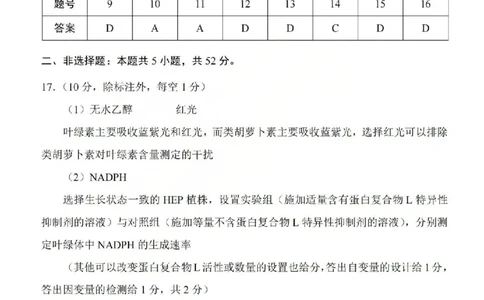 2026年山西省普通高中学业水平选择性考试调研试题生物答案_2024-2026高三（6-6月题库）_2026年04月高三试卷_2604142026年山西省普通高中学业水平选择性考试调研试题（全科）