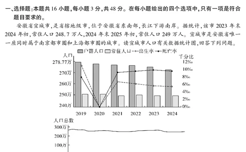 2026届高三4月模拟考试地理_2024-2026高三（6-6月题库）_2026年04月高三试卷_260419安徽省江淮十校2026届高三下学期4月模拟考试（安庆市高三三模）（全科）