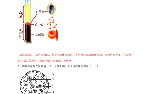 第四章人体内物质的运输（能力提升）-（人教版）（解析版）_初中全科电子版试卷练习试题_生物_生物人教版7下练习_人教生物7年级下单元试卷33份