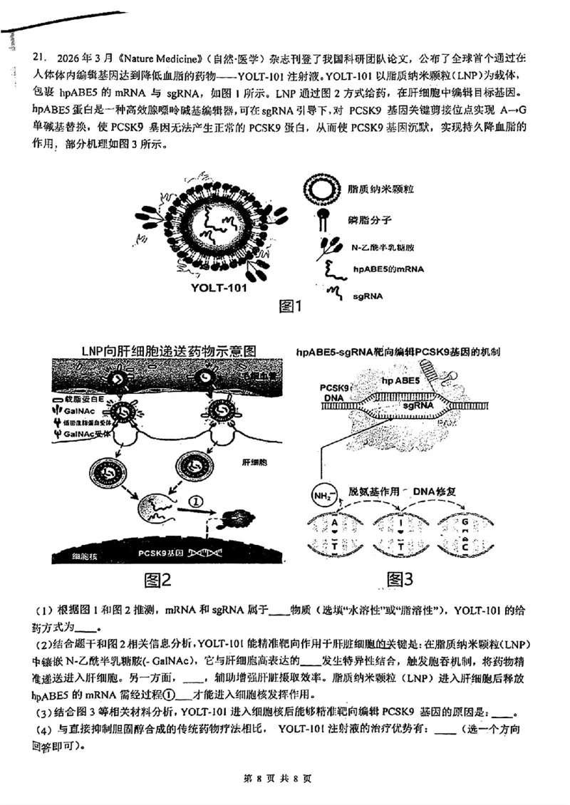 2026届高三揭阳二模生物试卷_2024-2026高三（6-6月题库）_2026年04月高三试卷_260428广东省揭阳市2025-2026学年度高三4月教学质量二模（全科）