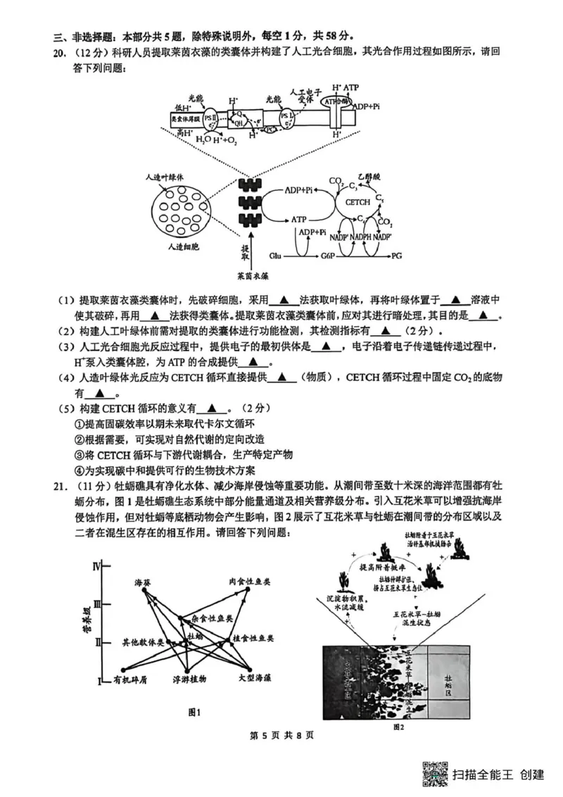 2026届江苏南通市通州区高三下学期模拟预测生物试题（含答案）_2024-2026高三（6-6月题库）_2026年03月高三试卷_2603172026届江苏南通通州区高三下学期二模