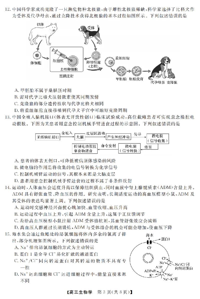 生物卷-2603高三强基联盟_2024-2026高三（6-6月题库）_2026年03月高三试卷_260308浙江强基联盟2026年3月高三联考（全科）_浙江强基联盟2026年3月高三联考生物