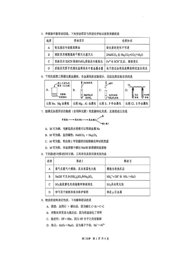 广东东莞中学2026届高三年级下学期第二次高考模拟考试+化学试题_2024-2026高三（6-6月题库）_2026年04月高三试卷_2604302026届广东东莞市高三第二次模拟考试（全科）