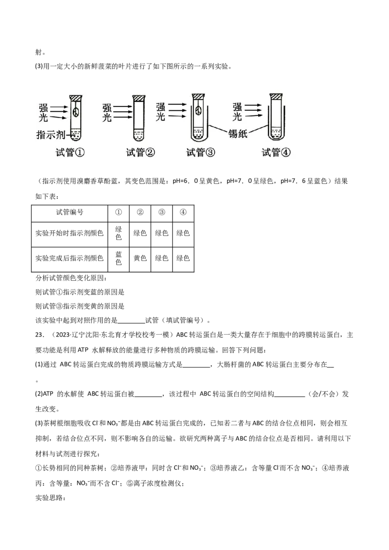 必修1分子与细胞测试卷（原卷版）_新高考复习资料_2024年新高考复习资料_❤专项复习资料_完一轮测试备战2024年高考生物按教材测试卷（新教材新高考）