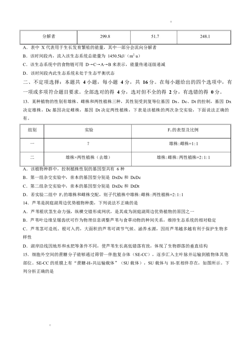 试卷湖南岳阳市2026届高三教学质量监测（二）生物试卷_2024-2026高三（6-6月题库）_2026年04月高三试卷_260422湖南省岳阳市2026届高三年级4月教学质量监测(二)（全科）