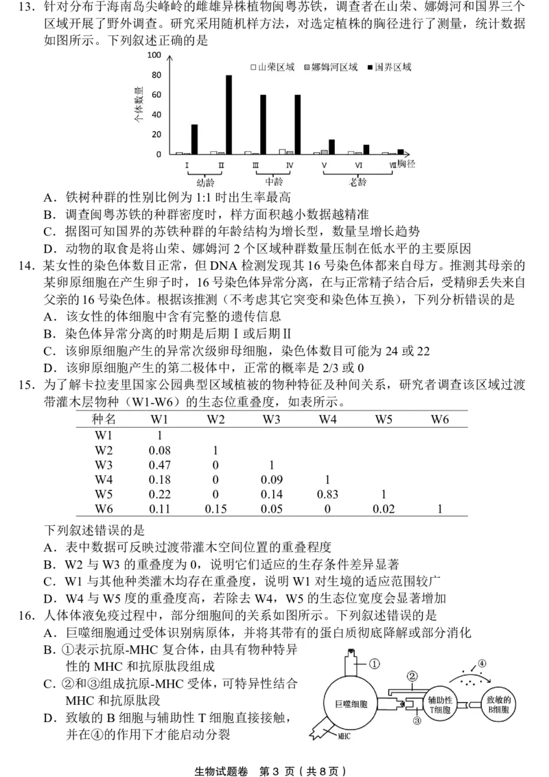 2603金丽衢十二校高三第二次联考生物试卷_2024-2026高三（6-6月题库）_2026年03月高三试卷_260322浙江省金丽衢十二校2025学年高三第二次联考（全科）