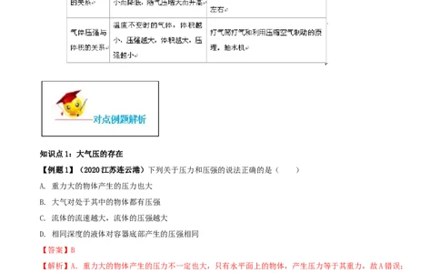 9.3大气压强（解析版）-2020-2021学年八年级下册物理精讲精练（人教版）_初物_人教版初中物理初二三同步讲义习题练习八九年级电子资料word素材_20250116_181533
