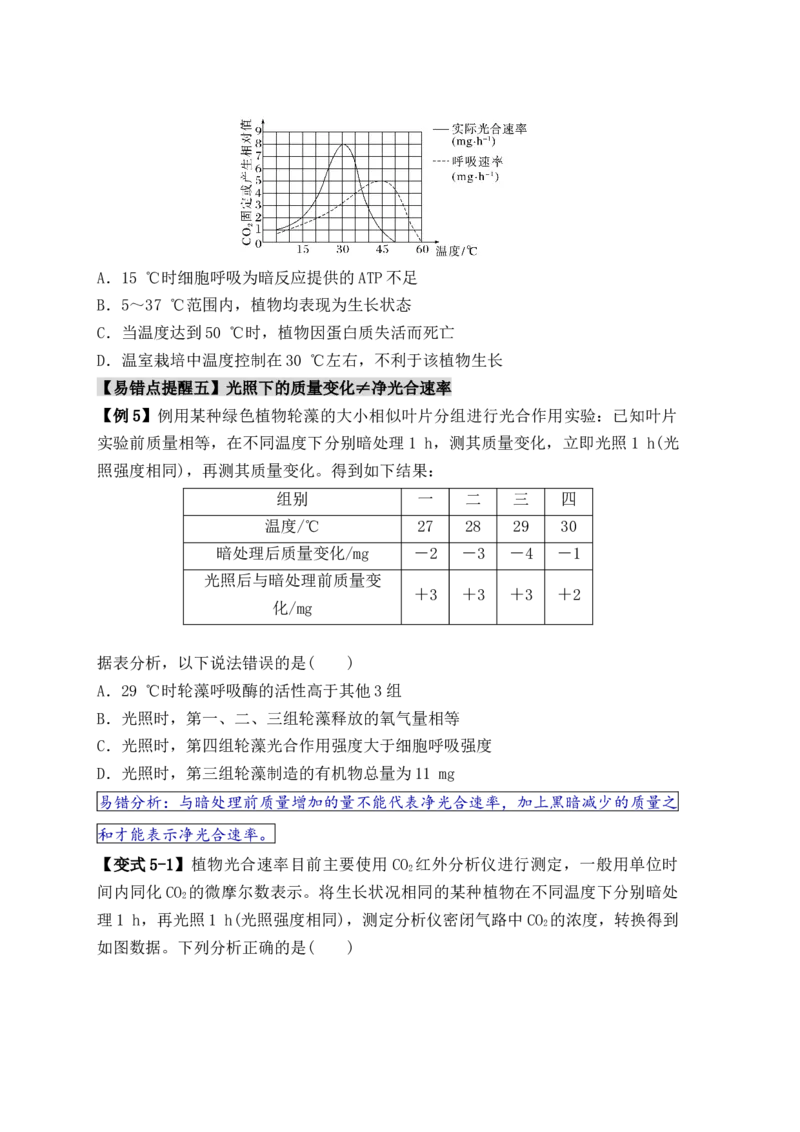 易错点05光合与呼吸综合专题的&ldquo;五点&rdquo;易错防范（原卷版）_新高考复习资料_2024年新高考复习资料_❤专项复习资料_完备战2024年高考生物考试易错题（新高考专用）