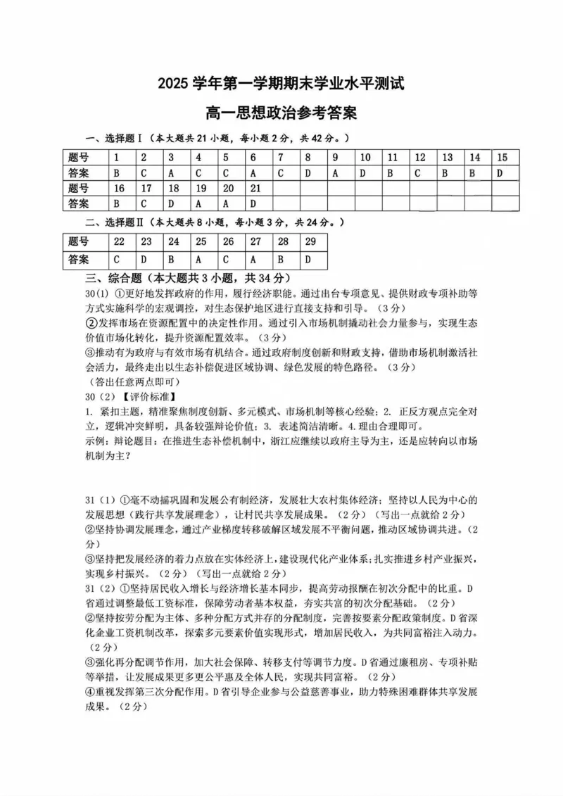 政治-浙江省杭州市2025学年第一学期高三期末学业水平测试_2024-2026高三（6-6月题库）_2026年02月高三试卷_260206浙江省杭州市2025学年第一学期高三年级期末学业水平测试