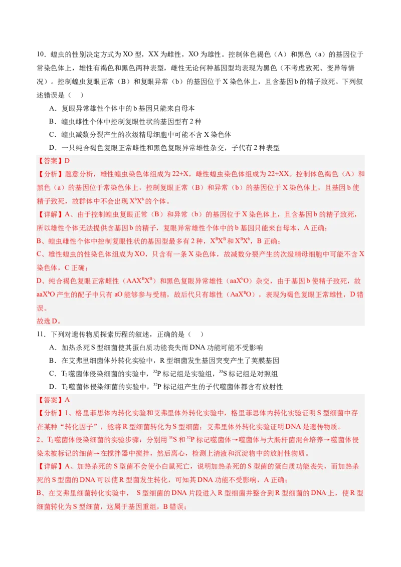 必修2模板检测卷（解析版）_2025年新高考资料_一轮复习_2025年高考生物一轮复习考点通关卷（新高考通用）_必修2模板检测卷-2025年高考生物一轮复习考点通关卷（新高考通用）