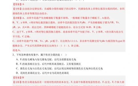 必修2模板检测卷（解析版）_2025年新高考资料_一轮复习_2025年高考生物一轮复习考点通关卷（新高考通用）_必修2模板检测卷-2025年高考生物一轮复习考点通关卷（新高考通用）