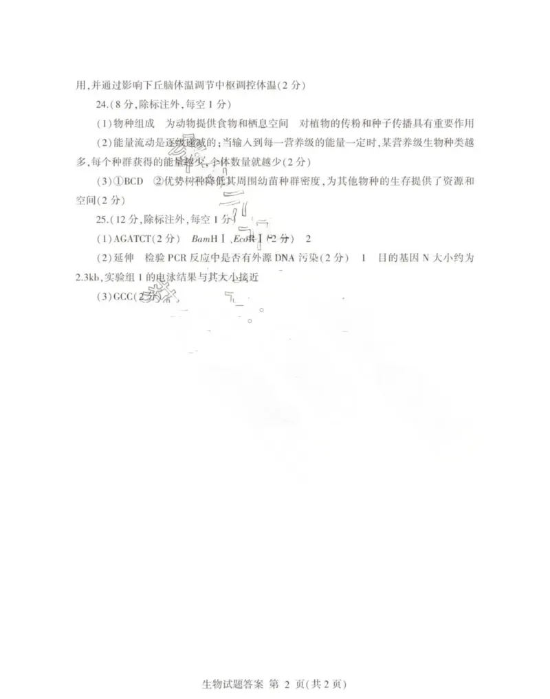 26临沂一模-生物答案_2024-2026高三（6-6月题库）_2026年03月高三试卷_260312山东省临沂市2026年3月高三模拟考试（临沂一模）（全科）