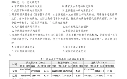 江西省南昌市2025-2026年高三下一模历史试卷（无答案）_2024-2026高三（6-6月题库）_2026年03月高三试卷_260321江西省南昌市2026届高三下学期三月（一模）测试（全科）