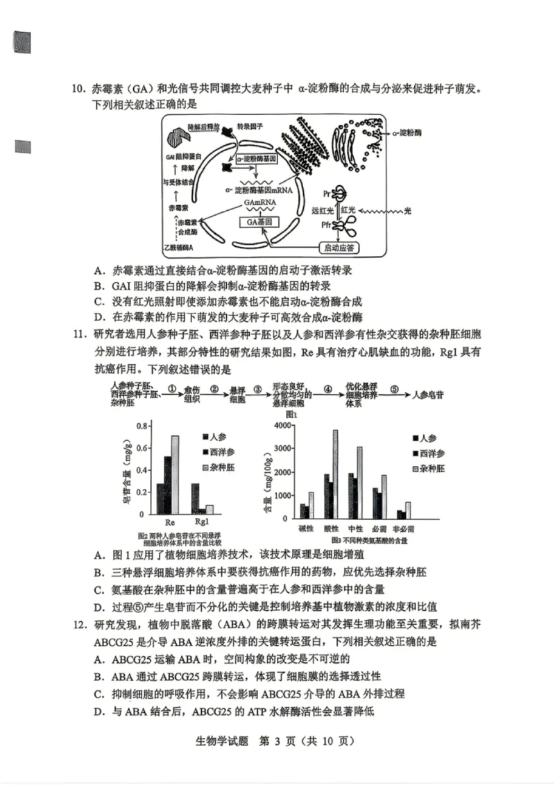 生物试卷-2026年黑龙江省哈尔滨市高考第一次模拟考试_2024-2026高三（6-6月题库）_2026年04月高三试卷_260411黑龙江省哈尔滨市2026届高三下学期第一次模拟考试（全科）