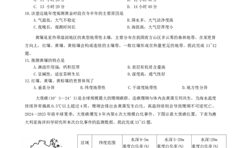 山西省大同市2026届高三年级第一次模拟考试质量监测地理试卷（含答案）_2024-2026高三（6-6月题库）_2026年03月高三试卷_250309山西大同2026届高三第一次模拟考试质量监测（全科）