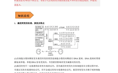 易错点17基因突变和基因重组-备战2023年高考生物考试易错题（新教材新高考）（解析版）_新高考复习资料_2023年新高考复习资料_专项复习