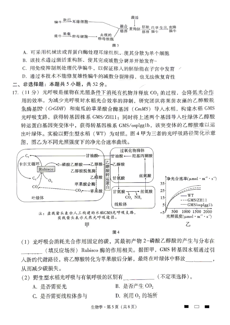 生物试题卷_2024-2026高三（6-6月题库）_2026年04月高三试卷_260422贵州省六校联盟2026届高三年级4月高考实用性联考卷(三)（全科）