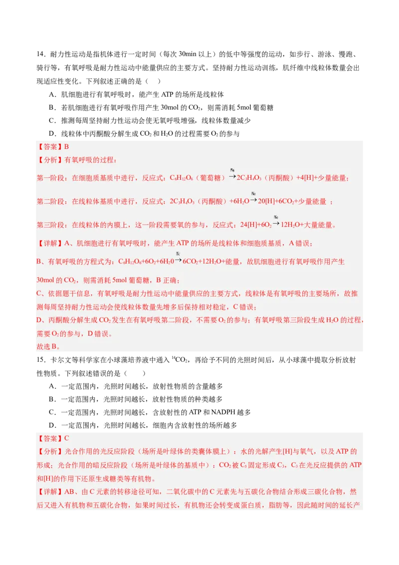 必修1模板检测卷（解析版）_2025年新高考资料_一轮复习_2025年高考生物一轮复习考点通关卷（新高考通用）_必修1模板检测卷-2025年高考生物一轮复习考点通关卷（新高考通用）