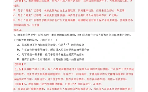 必修1模板检测卷（解析版）_2025年新高考资料_一轮复习_2025年高考生物一轮复习考点通关卷（新高考通用）_必修1模板检测卷-2025年高考生物一轮复习考点通关卷（新高考通用）
